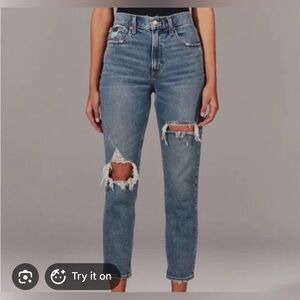 Abercrombie High-Rise Distressed Women's Jeans - Medium Wash